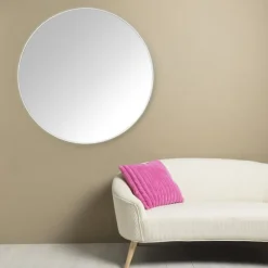 Ronde spiegel met beige lijst - ø70 cm