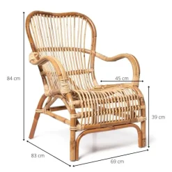 Rotan fauteuil Bandung - naturel - 83x69x84 cm