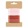Satijnen lint 3 meter hartjes - rood - set van 4