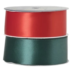 Satijnenlint rood/groen - 3x500 cm - set van 2