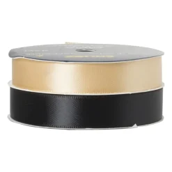 Satijnenlint zwart/goudkleurig - 1.5x500 cm - set van 2