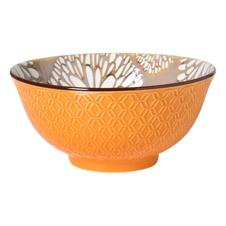 Schaaltje Alise groot - oranje/groen - ø15.5x7 cm