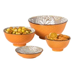 Schaaltje Alise groot - oranje/groen - ø15.5x7 cm