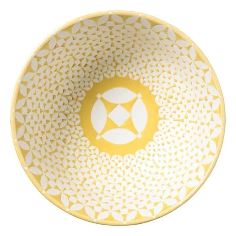 Schaaltje Aniek groot - bordeauxrood/geel - ø15.5x7 cm