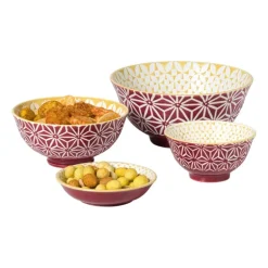 Schaaltje Aniek klein - bordeauxrood/geel - ø9x4.6 cm