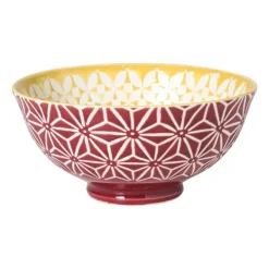 Schaaltje Aniek middel - bordeauxrood/geel - ø12x5.8 cm