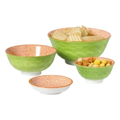 Schaaltje Anke groot - groen/oranje - ø15.5x7 cm