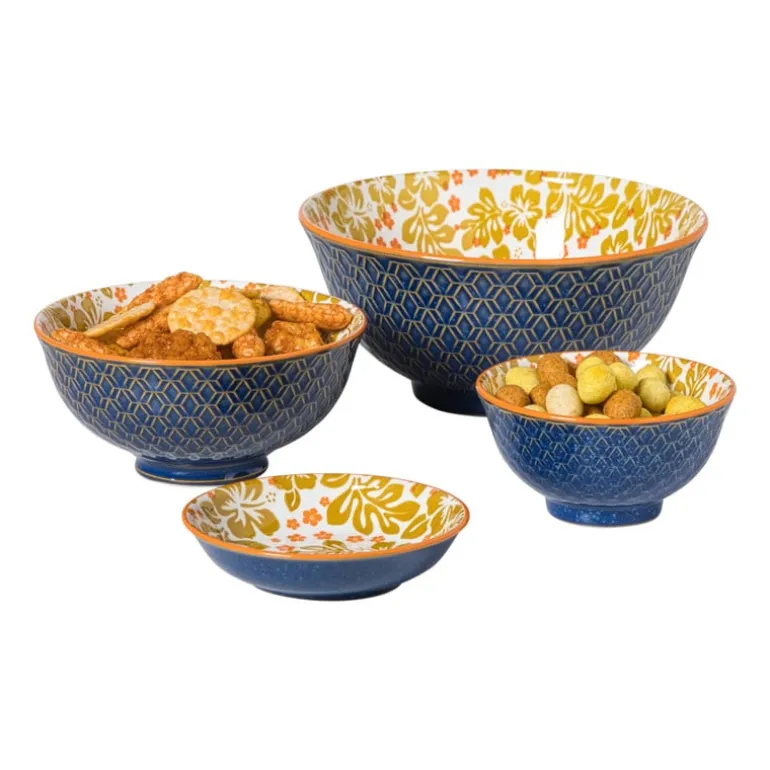 Schaaltje Anouk middel - blauw/geel - ø12x5.8 cm