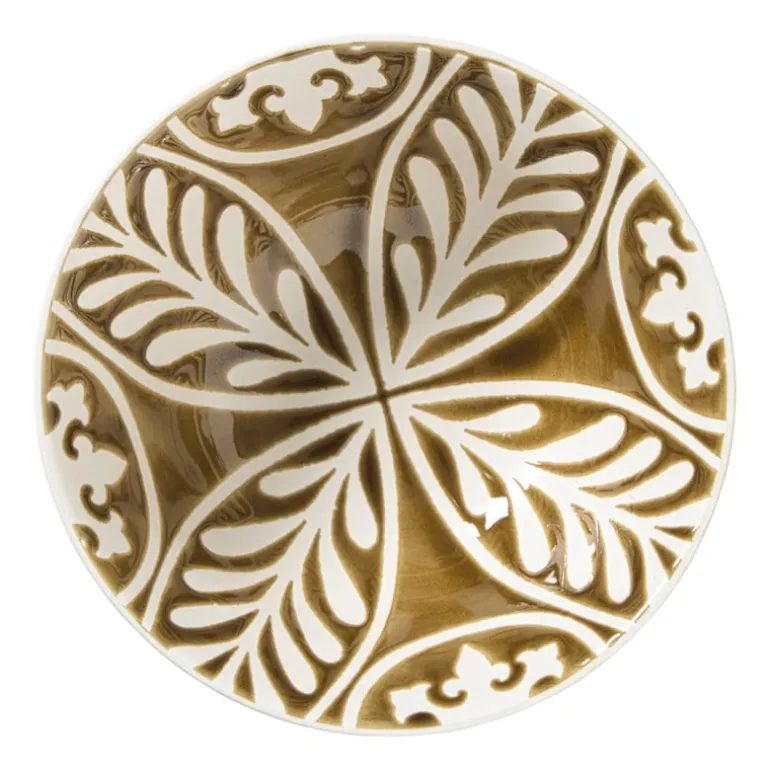 Schaaltje Aria groot - bruin/blauw - ø15.8x7.3 cm