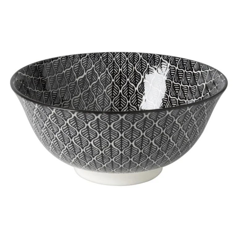 Schaaltje black print blaadjes - ø16x6.5 cm