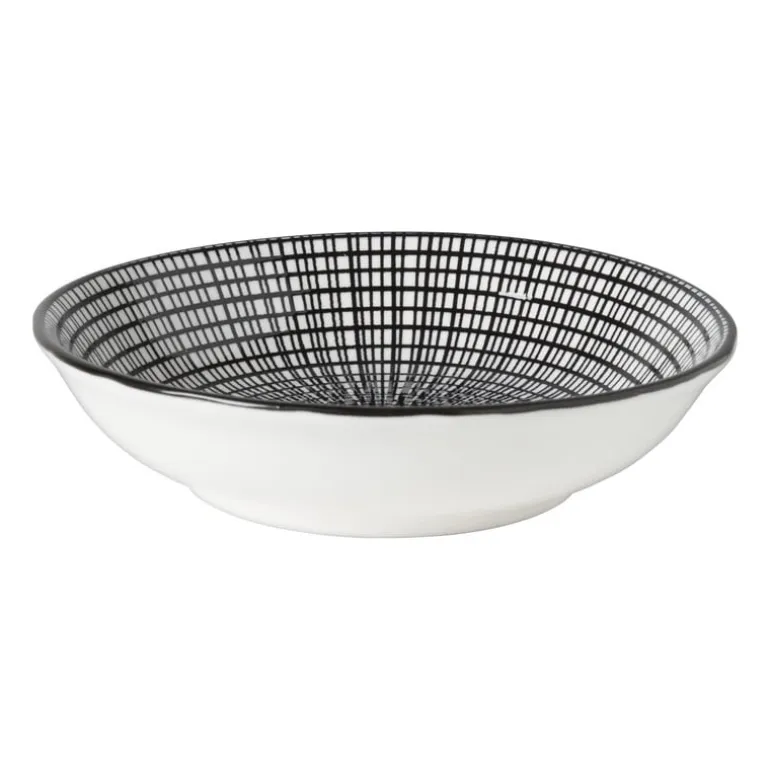 Schaaltje black print streep - ø14x2.5 cm