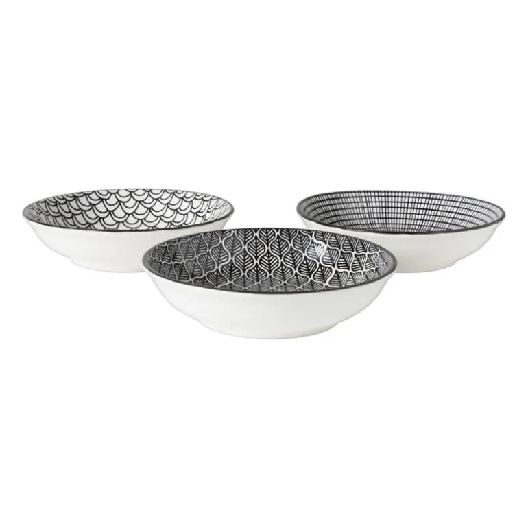 Schaaltje black print streep - ø14x2.5 cm