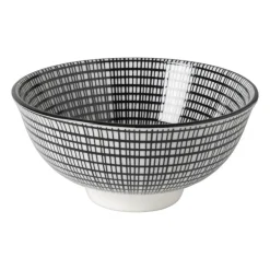 Schaaltje black print streep - ø12x6cm