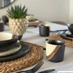 Schaaltje cortado klein - beige/zwart - ø9x4.2 cm