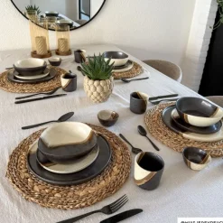 Schaaltje cortado klein - beige/zwart - ø9x4.2 cm