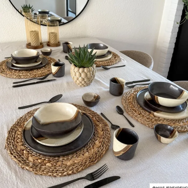 Schaaltje cortado klein - beige/zwart - ø9x4.2 cm