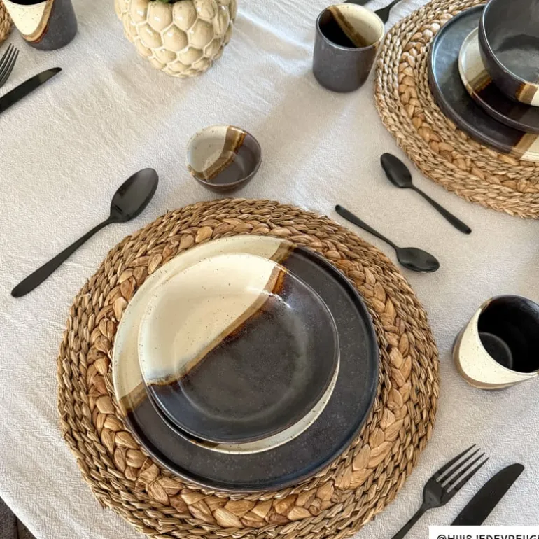 Schaaltje cortado klein - beige/zwart - ø9x4.2 cm