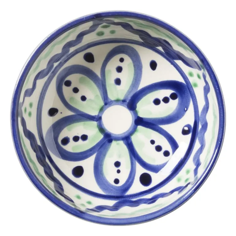 Schaaltje flor plat - groen/blauw - ø10 cm