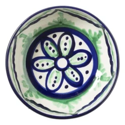 Schaaltje flor plat - groen/blauw - ø14 cm