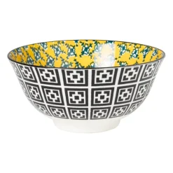 Schaaltje Leyla - geel/zwart - ø15.8x7.3 cm