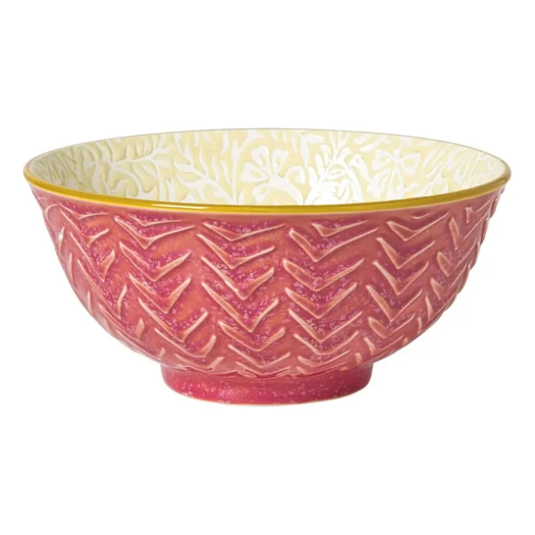 Schaaltje Lilly groot - geel/roze - ø15.8x7.3 cm