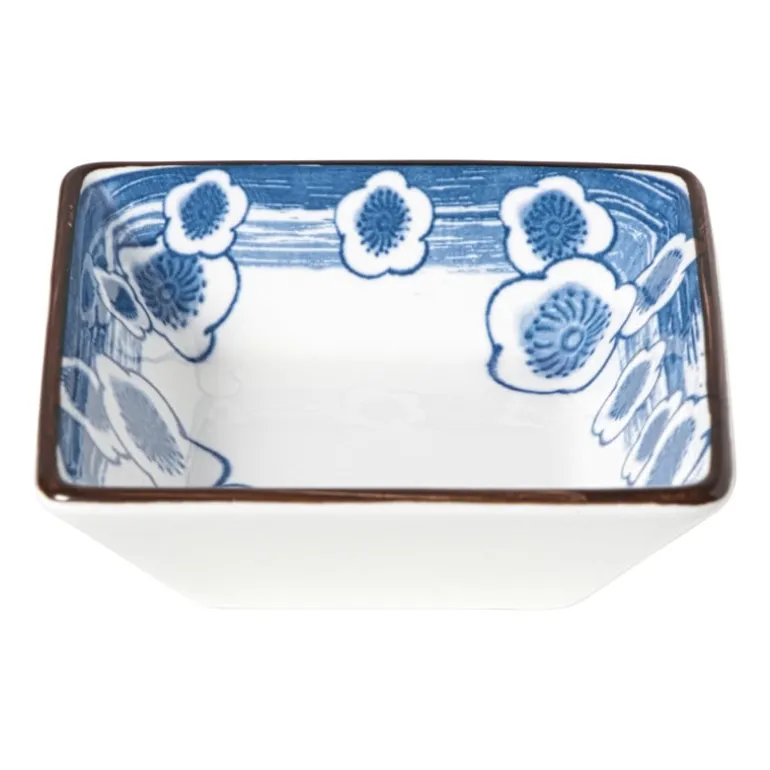 Schaaltje Mico bloemen klein - blauw/wit - 3x9.2x9.2 cm