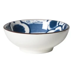 Schaaltje Mico bloemen klein - blauw/wit - ø8x3 cm