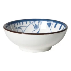 Schaaltje Mico kat klein - blauw/wit - ø8x3 cm