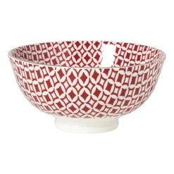 Schaaltje Mirna ruit klein - rood/wit - ø12x5.8 cm