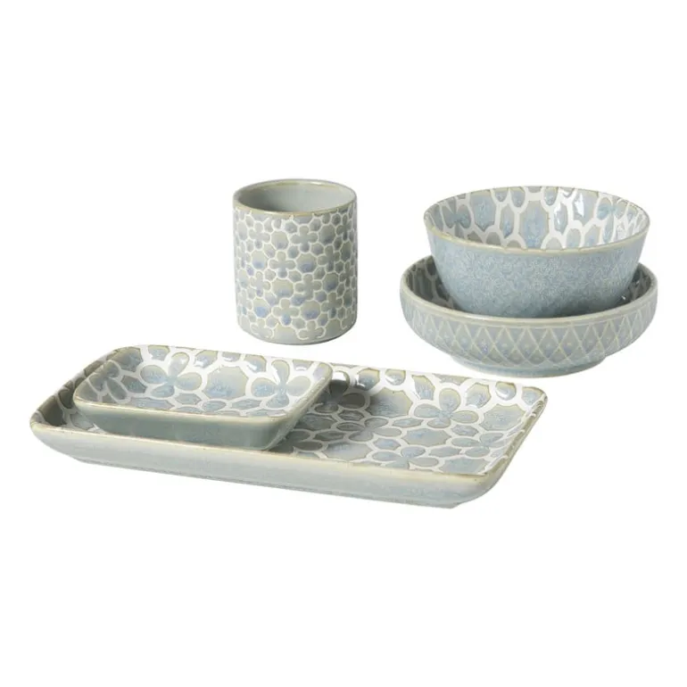 Schaaltje Nori rechthoekig - lichtblauw/wit - 2x20.5x11 cm