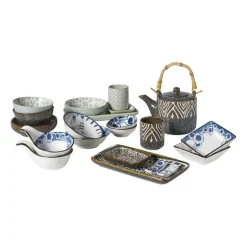 Schaaltje Nori rond - blauw/geel - ø10.5x5.8 cm