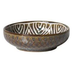 Schaaltje Nori rond - blauw/bruin - ø12x3.5 cm