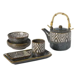 Schaaltje Nori rond - blauw/bruin - ø12x3.5 cm