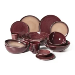 Schaaltje Olivia - bordeauxrood/beige - ø16.8x7 cm