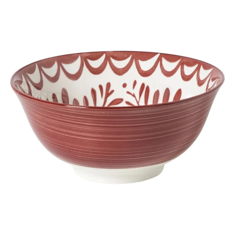 Schaaltje sterre groot - rood/wit - ø15.5x7 cm