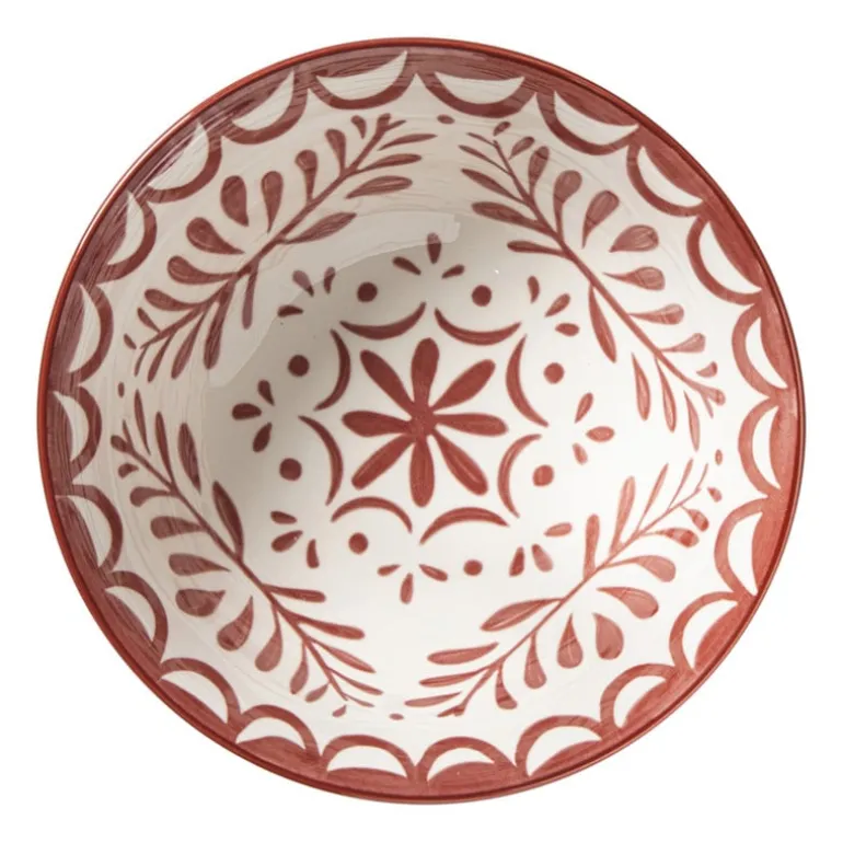 Schaaltje sterre groot - rood/wit - ø15.5x7 cm