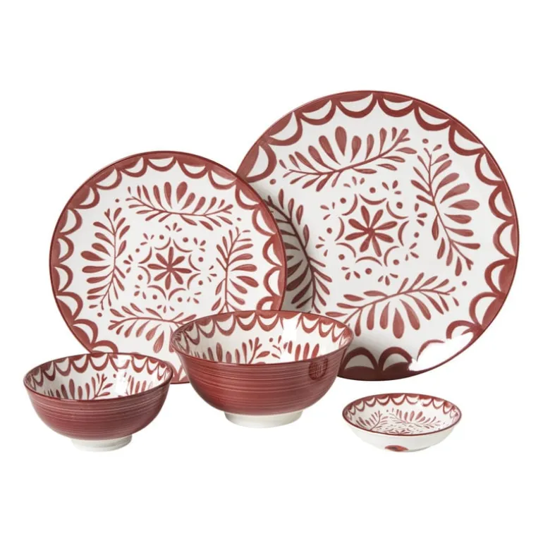 Schaaltje sterre groot - rood/wit - ø15.5x7 cm