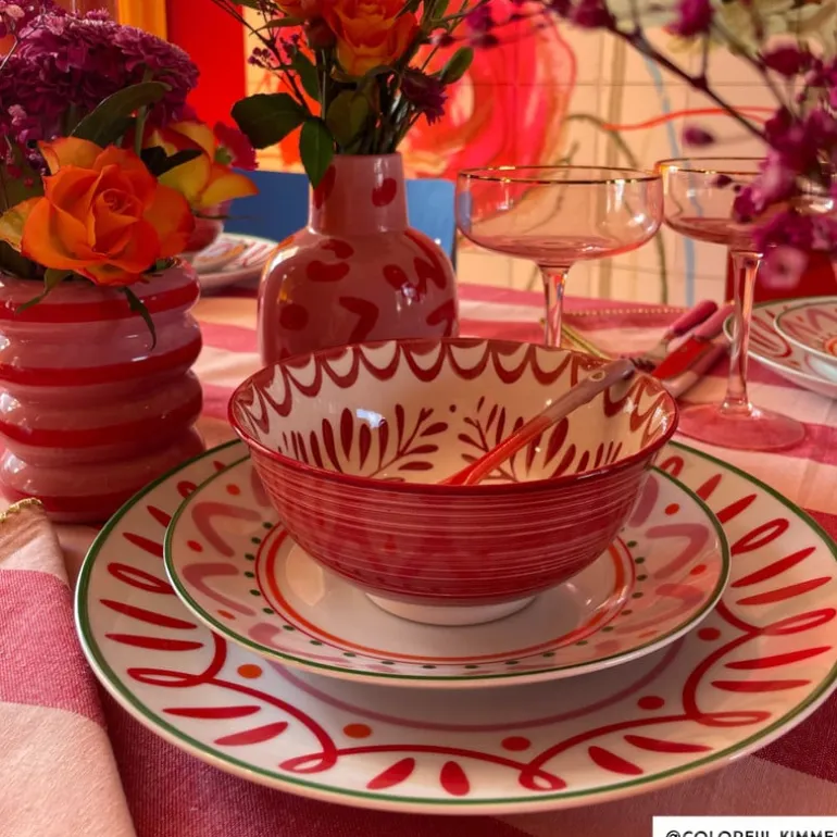 Schaaltje sterre groot - rood/wit - ø15.5x7 cm