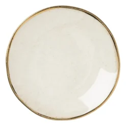 Schoteltje met gouden rand - beige - ø9 cm