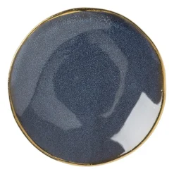 Schoteltje met gouden rand - donkerblauw- ø9 cm