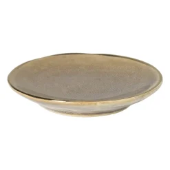 Schoteltje met gouden rand - grijs - ø9 cm