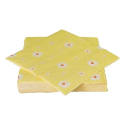 Servet bloem - geel/oranje - set van 12 - 33x33 cm