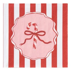 Servet candy cane - roze/rood - 33x33 cm