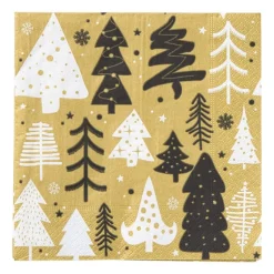 Servet kerstbomen - goud - 33x33 cm