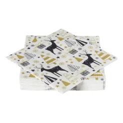 Servet rendier - wit - 33x33 cm