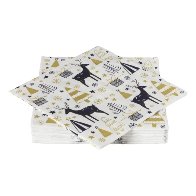 Servet rendier - wit - 33x33 cm