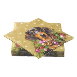 Servet teckel - goudkleurig - 33x33 cm