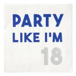 Servetten 18 jaar - blauw - set van 20