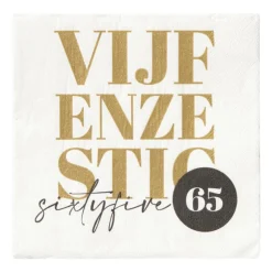 Servetten 65 jaar - goudkleurig - set van 20