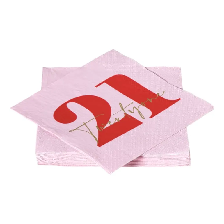 Servetten 21 jaar - rood - set van 20